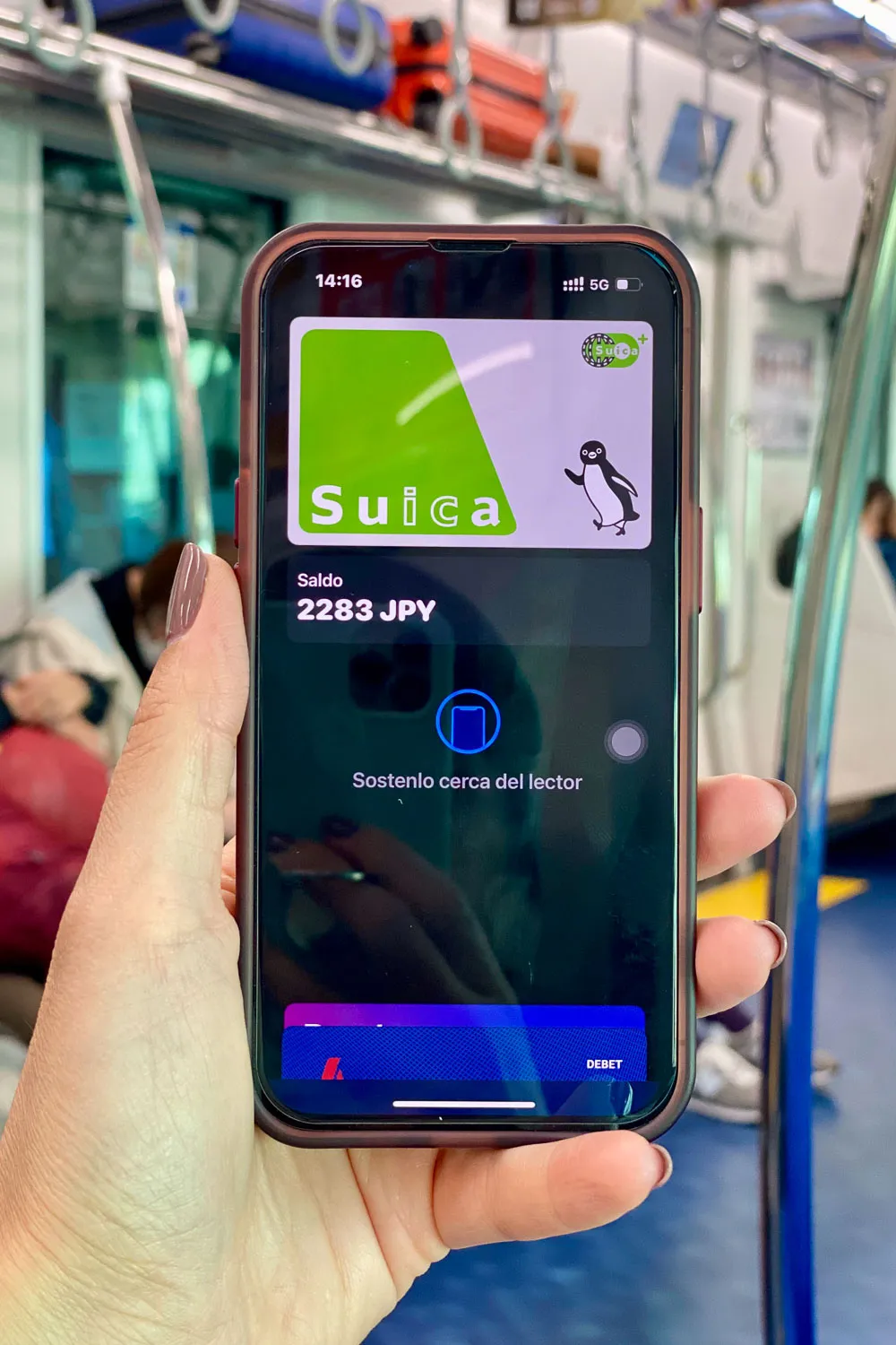 recargando la tarjeta Suica para el transporte usando internet en Japón