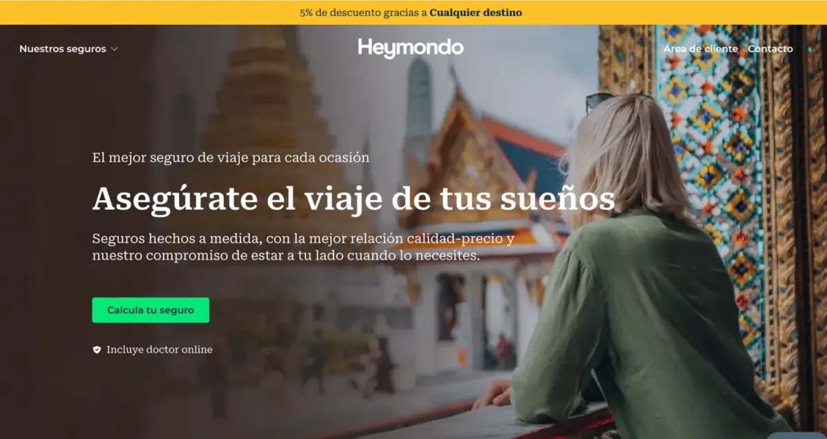 Inicio de la web de Heymondo para calcular el seguro con descuento